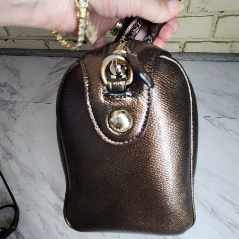 Like New Coach Bennett Satchel Bronze Leather Shoulder Crossbody Bag Purse - Picture 9 of 14